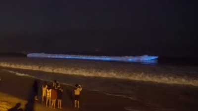 Nestvarne slike na plažama: Svi gledaju u svetleće talase Nestvarne slike na plažama: Svi gledaju u svetleće talase