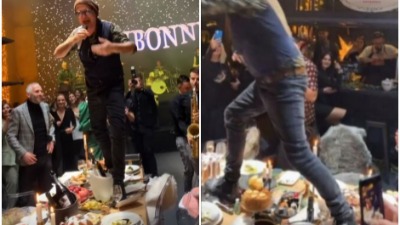 Džiboni peva i gazi hranu na stolu: Oglasio se (FOTO)