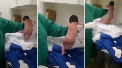 Tek rođena beba korača: Babica ne veruje (VIDEO)