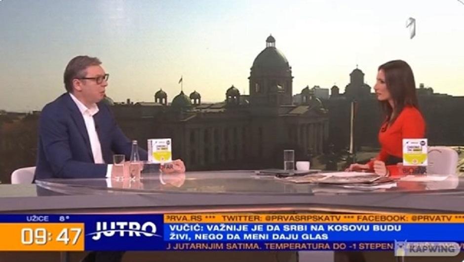 Aleksandar Vučić prilikom gostovanja na televiziji Prva FOTO: Printscreen