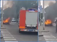 Izgoreo auto kod Cvetkove pijace (VIDEO)