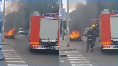 Izgoreo auto kod Cvetkove pijace (VIDEO)