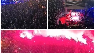Pesma i zastave: Vernici u Podgorici dočekali Božić (VIDEO)