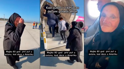NAJEŽIĆETE SE: Baka (80) prvi put u avionu za SAD (VIDEO)