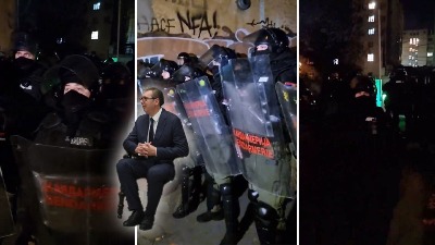  POLICIJSKI KORDON Štićeno dvorište demokratije Vučića