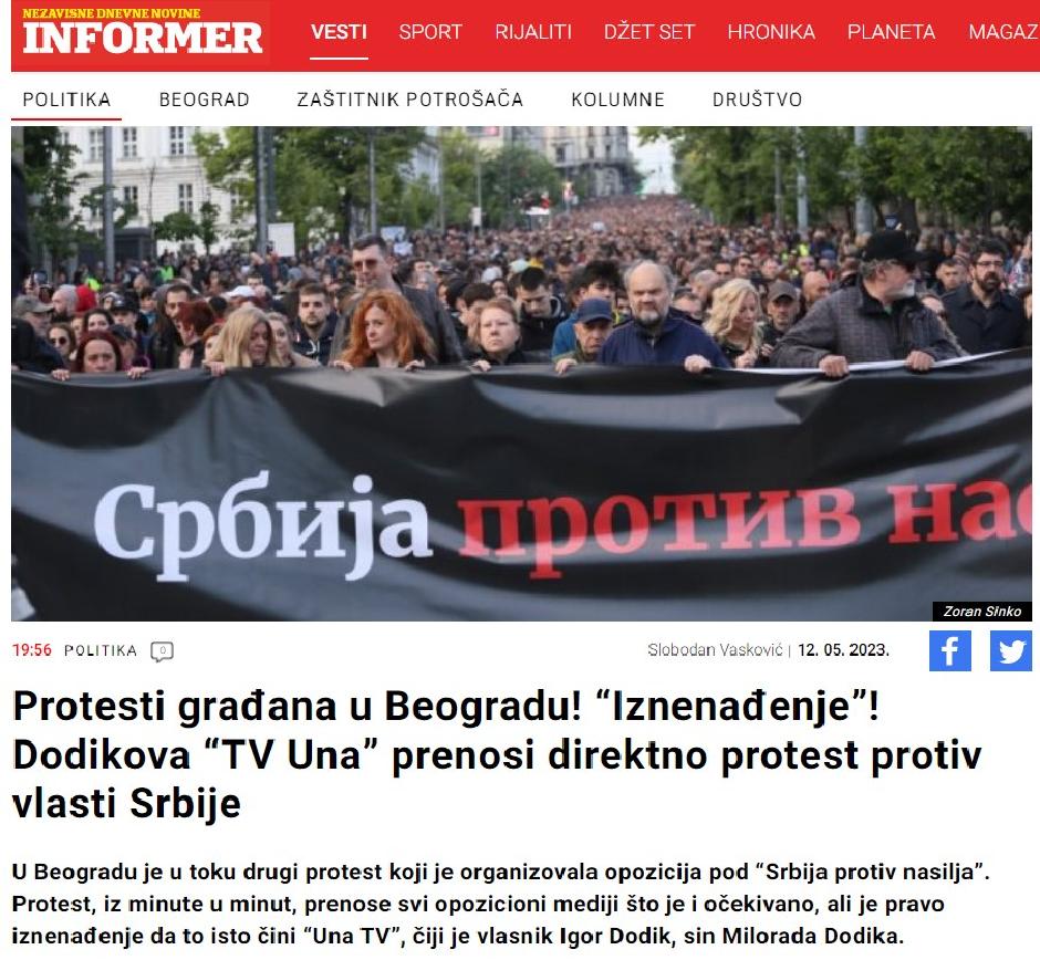 Informer je napao Milorada Dodika FOTO: Printstcreen