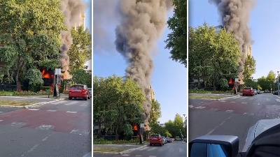 Veliki požar na Novom Beogradu zahvatio kafić, stanove i automobile (VIDEO)
