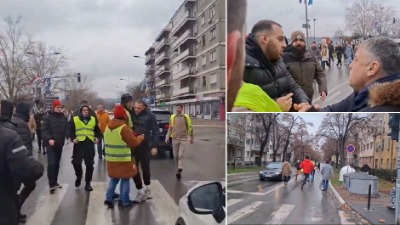 BMW-om pokušao da probije blokadu: Građani pojurili vozača niz ulicu (VIDEO)