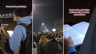 "Ko je ovaj supermen": Student uči u toku marša ka NS (VIDEO)