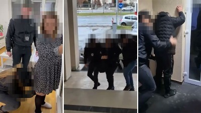 Snimci hapšenja: Ovako su "pali" inspektori Ministarstva za rad i osnivač fakulteta sa familijom (VIDEO)