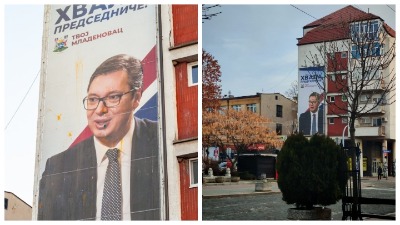 Sačekali da prođe protest, pa vratili Vučićevu sliku (FOTO)