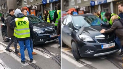 Krenuo kolima na građane tokom odavanja pošte (VIDEO)