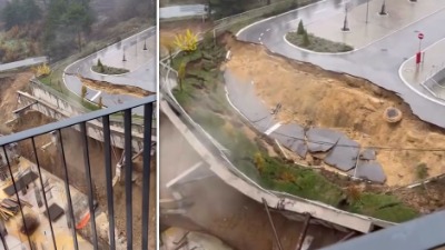 Obrušavaju se potporni zidovi i deo pristupne saobraćajnice kod naučnog kompleksa u Kragujevcu (VIDEO)