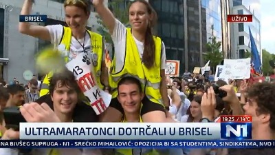 Studenti maratonci stigli u Brisel: Dočekao ih ogroman broj srpskih državljana; odjekuje "Bože pravde" (FOTO, VIDEO)