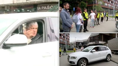 Incident kod suda u NS: Vozač probao da prođe kroz blokadu (FOTO)