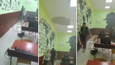 Pao deo plafona u gimnaziji u Bečeju: Učenica povređena (VIDEO)