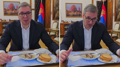 Vučić jede sardine, luk preskače i šalje poruku narodu (VIDEO)