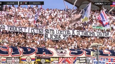 Sraman transparent na utakmici Hajduka i Dinama: Proslava ubistva Srba (VIDEO)