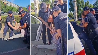 BRUTALNO hapšenje kod Fontane: Trojica policajaca vuku ženu do automobila (VIDEO)