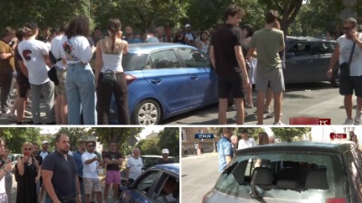 "Stavite im lisice": Zemunci ne daju policiji da odvede muškarce koji su oborili ženu na blokadi