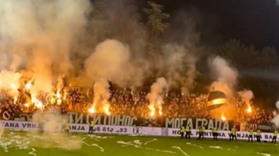Grobari "zapalili" stadion u Pančevu: Reagovali i vatrogasci! (VIDEO)