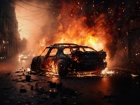 Buktinja na Karaburmi: Izgoreo automobil (FOTO)