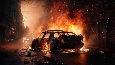 Buktinja na Karaburmi: Izgoreo automobil (FOTO)