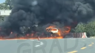 Požar kod naplatne rampe Obrenovac (VIDEO)