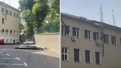 Pao deo krova sa Medicinskog fakulteta (FOTO/VIDEO)