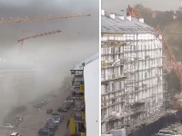 APSOLUTNI UŽAS Oluja oborila KRAN na Novom Beogradu (VIDEO)