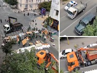 50 radnika Čistoće i Zelenila u AKCIJI: Uklonjena barikada u Zemunu (VIDEO)