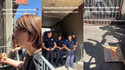 Policajke kao "živi zid" ispred zgrade JZO, Nikolina im se obratila (VIDEO)