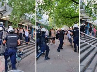 Haos ispred suda u NS: Policija izgurala građane (VIDEO)