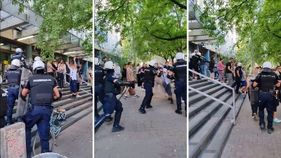 Haos ispred suda u NS: Policija izgurala građane (VIDEO)