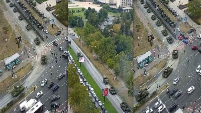 Pripreme za vojnu paradu: Tenkovi oštetili ulice, radnici čiste prašinu (FOTO)