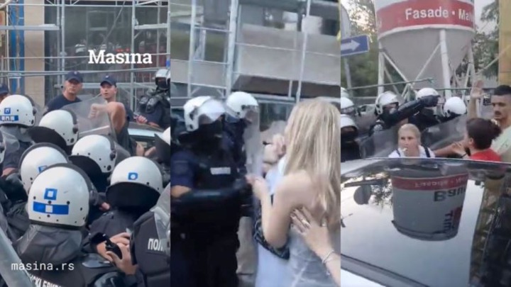 Ovako je policija izgurala građane na Voždovcu da bi prošli Vučić, Brnabić, Macut... (VIDEO)