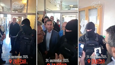 "Ko si ti da te se plašim? Sakrio si se iza maske": Opozicija i policajac sa fantomkom "oči u oči" u Zaječaru (VIDEO)