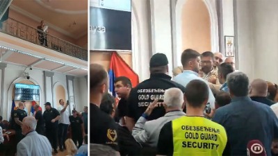 BURNO u Zaječaru: Predsednik Skupštine poliven vodom, opozicija u klinču s privatnim obezbeđenjem (VIDEO)