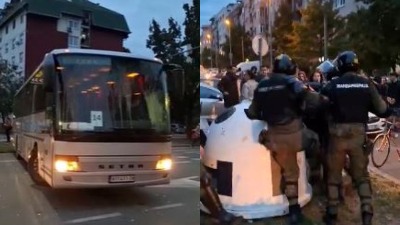 Jajima gađan autobus SNS-ovaca: Žandarmerija nasilno intervenisala (VIDEO)