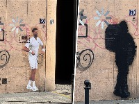 Crnom farbom na mural posvećen Novaku Đokoviću (FOTO)