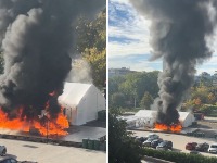 Prvi snimci velikog požara u Ćacilendu: Gori šator ispred Skupštine, čula se i pucnjava (VIDEO)