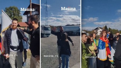 Student sa nanogvicom izašao da pozdravi studente iz Novog Pazara koji pešače za NS (VIDEO)