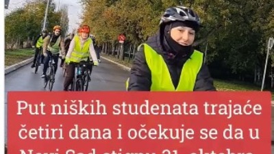 Studenti krenuli biciklima iz Niša u Novi Sad na veliki protest (VIDEO) Studenti krenuli biciklima iz Niša u Novi Sad na veliki protest (VIDEO)