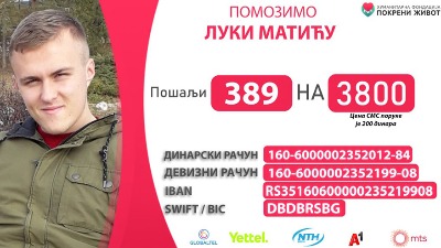 Pomozimo Luki slanjem SMS 389 na 3800