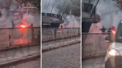 OPŠTA MAKLJAŽA ispred stadiona Partizana! Žestoka tuča huligana, sevale baklje (VIDEO)