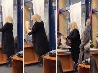 Darija Kisić "obezglavila" maketu sa likom Miloša Pavlovića na Medicinskom fakultetu (VIDEO)