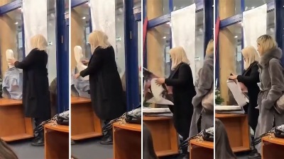 Darija Kisić "obezglavila" maketu sa likom Miloša Pavlovića na Medicinskom fakultetu (VIDEO)