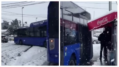 Gradski autobus u Borči proklizao s puta - zakačio kiosk (VIDEO)