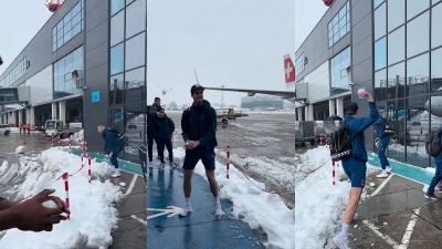 Košarkaši Valensije stigli u Beograd i napravili šou po snegu (VIDEO)