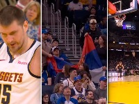 SKANDAL u San Francisku: Obezbeđenje isteralo Srbe sa Jokićevog meča zbog trobojke (VIDEO)